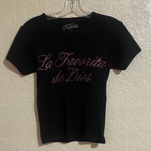 Kali Uchis small black baby tee.